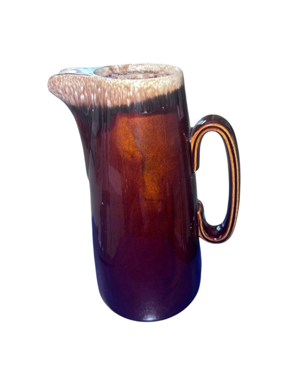 Vintage Hull Oven Proof USA Brown Drip Glaze Pottery Pitcher 10 Inch